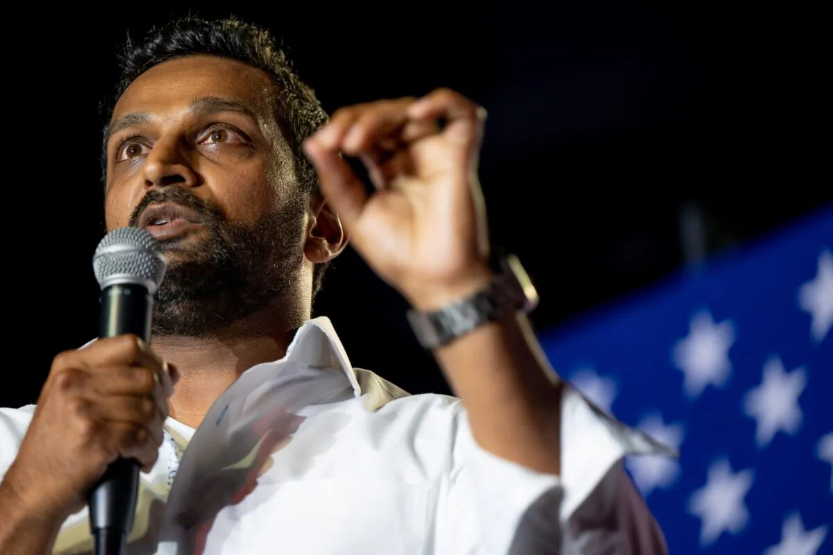 Kash Patel, a former investigator for the House of Representatives Intelligence Committee, speaks during a campaign event for GOP candidates in Tucson, Ariz., in a July 31, 2022, file image. (Brandon Bell/Getty Images)