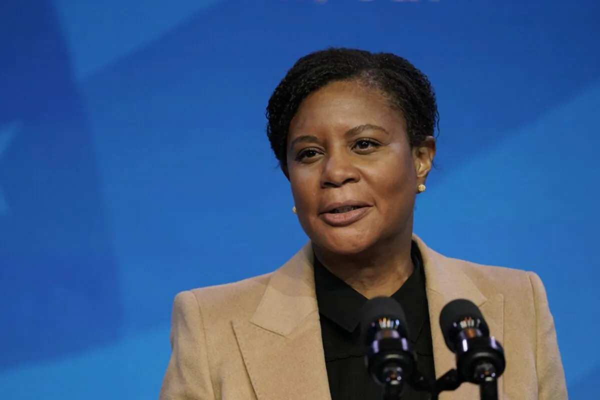 Alondra Nelson speaks during an event at The Queen theater in Wilmington, Del., on Jan. 16, 2021. (Matt Slocum/AP Photo)