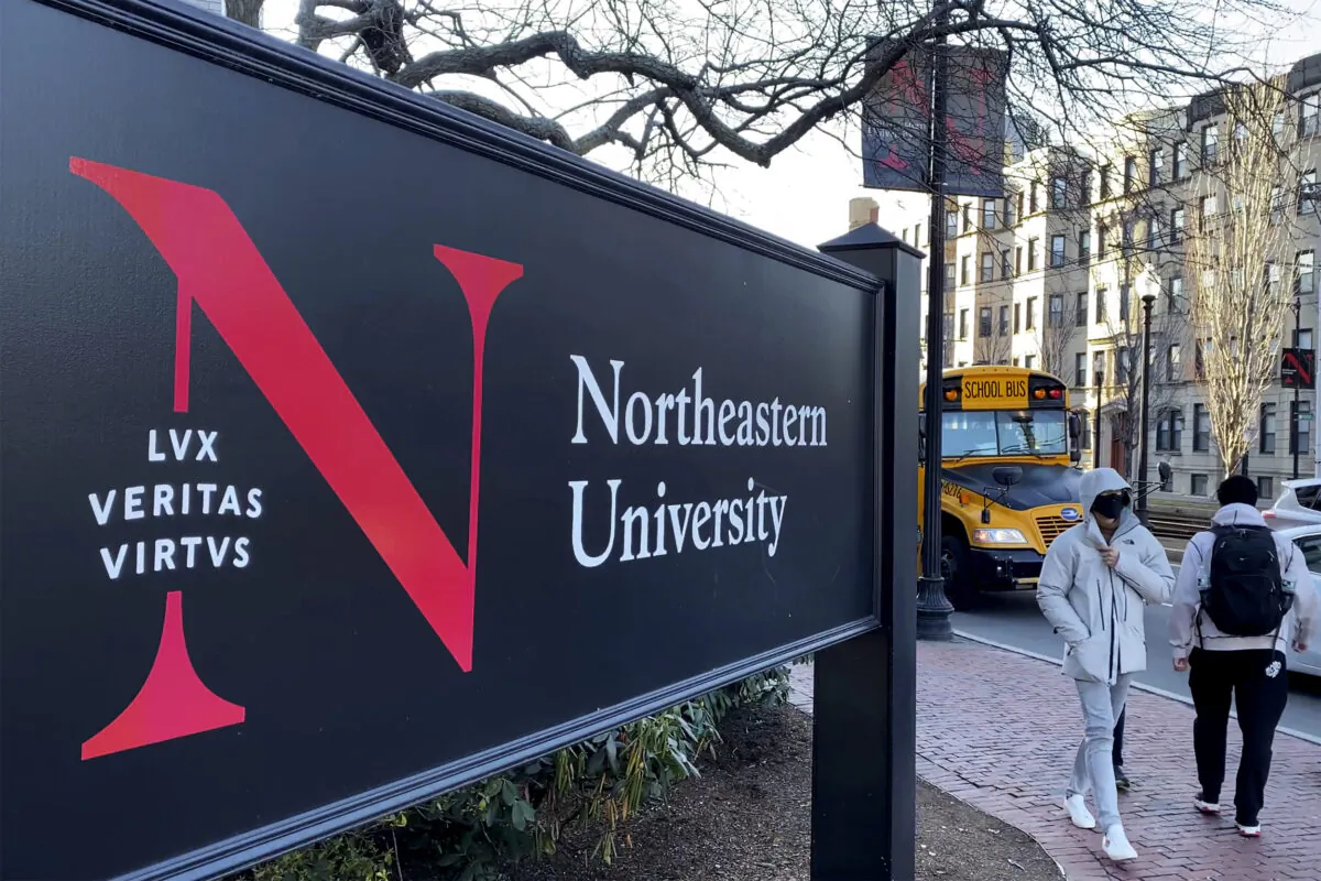 Students walk on the Northeastern University campus in Boston on Jan. 31, 2019. (Rodrique Ngowi/AP Photo)