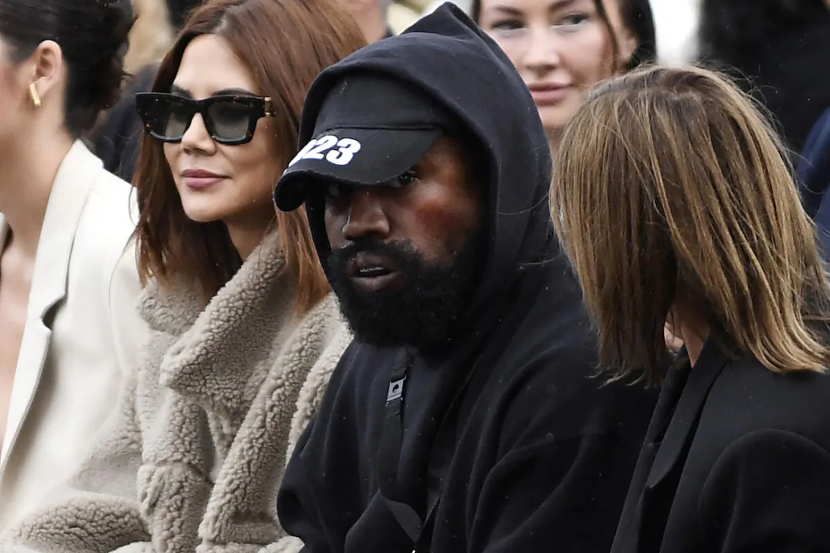 Rapper Kanye West attends the Givenchy Spring-Summer 2023 fashion show during the Paris Womenswear Fashion Week, in Paris, on Oct. 2, 2022. (Julien de Rosa/AFP via Getty Images)