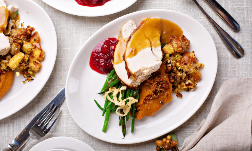 One way to cut down on fat this Thanksgiving is to simply choose smaller portion sizes. Elena Veselova/Shutterstock.com