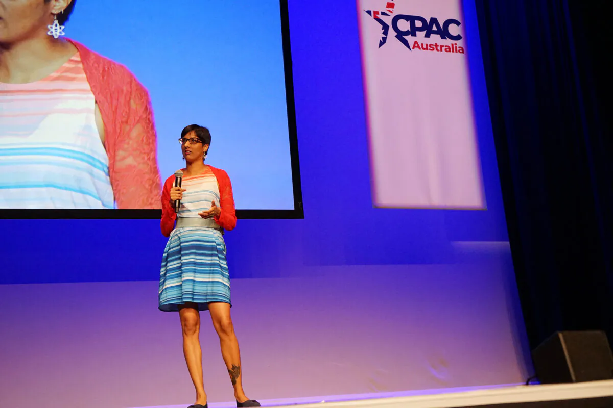 British environmental activist Zion Lights spoke at CPAC Australia in Sydney, Oct. 1, 2022. (Horace Young/Epoch Times)