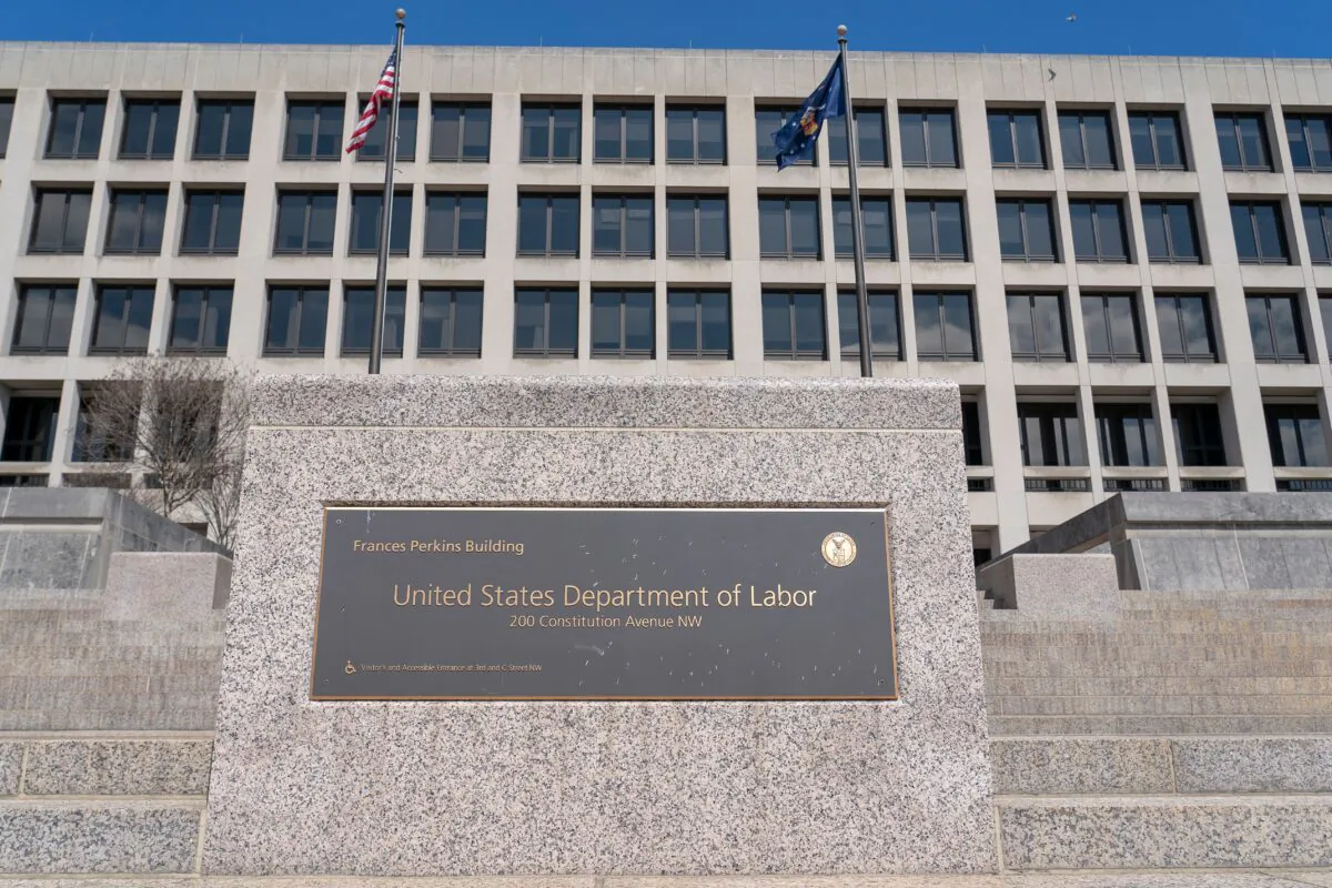 The U.S. Department of Labor building in Washington, D.C., on Mar. 26, 2020. (Alex Edelman/AFP via Getty Images)