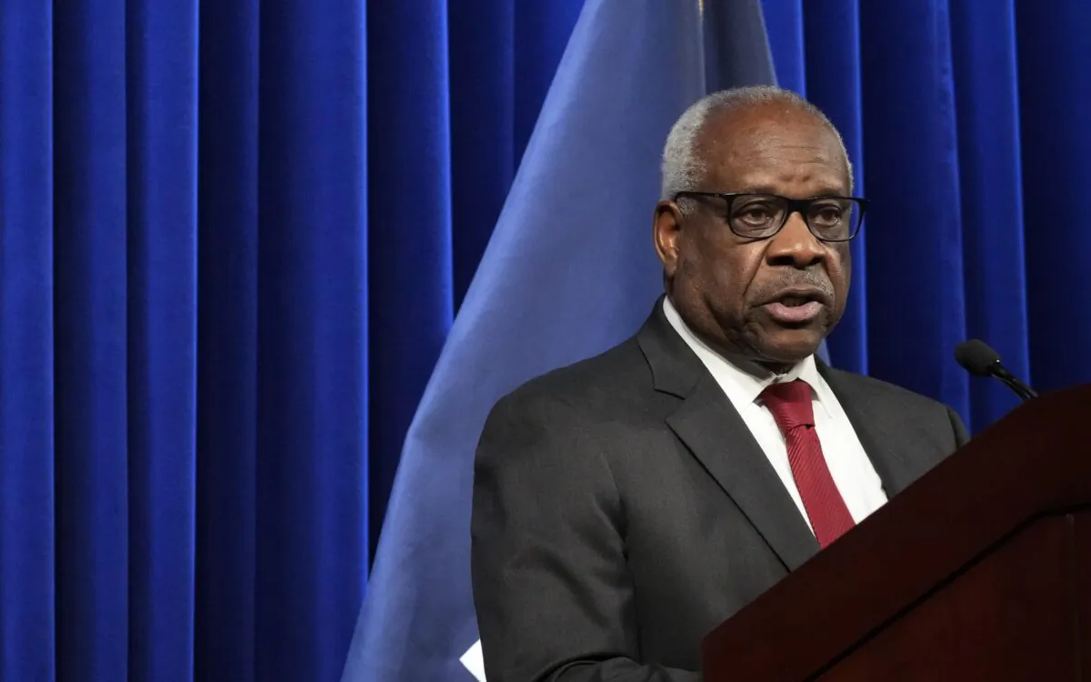 Justice Clarence Thomas, pictured at The Heritage Foundation on Oct. 21, 2021. (Drew Angerer/Getty Images)