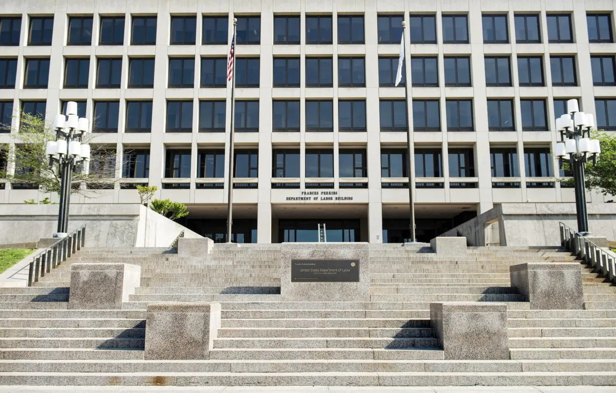 A view of the U.S. Department of Labor building in Washington, D.C., on May 3, 2013. (Brendan Smialowski/AFP via Getty Images)