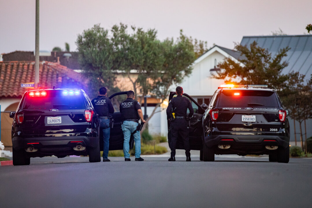 Orange County law enforcement agencies respond to an incident in Newport Beach, Calif., on Oct. 4, 2022. (John Fredricks/The Epoch Times)