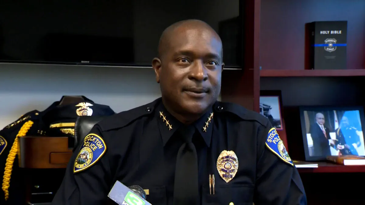 Stockton Police Chief Stanley McFadden speaks during a news conference on Oct. 1, 2022. (Courtesy of KCRA)