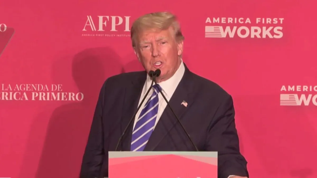 Former President Donald Trump speaks at the Hispanic Leadership Conference in Miami on Oct. 5, 2022, in a still from video. (NTD)