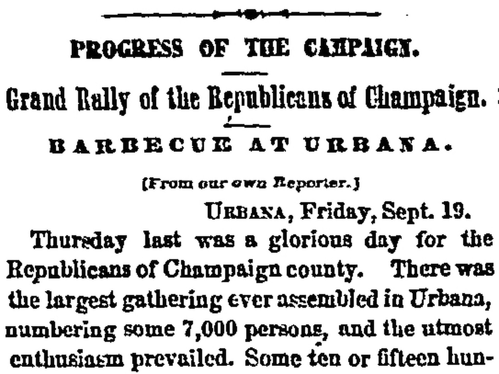 excerpt from an 1856 Chicago Tribune article