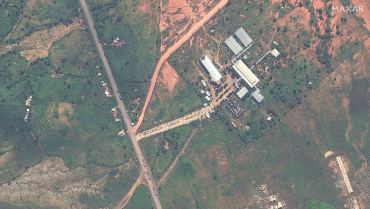 A satellite image shows the mobilization of military forces in the town of Shiraro, Tigray region, Ethiopia, on Sept. 26, 2022. (Maxar Technologies/Handout via Reuters)