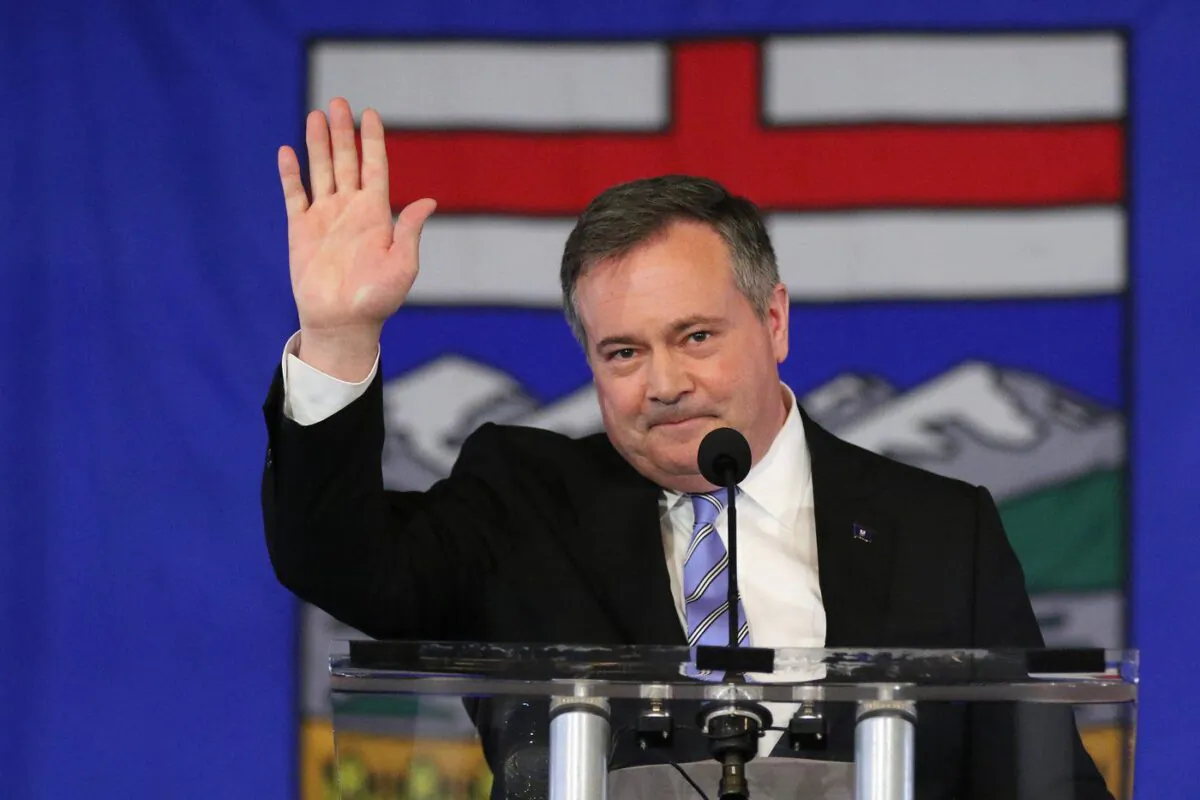 Alberta Premier Jason Kenney speaks in response to the results of the United Conservative Party leadership review in Calgary on May 18, 2022. (The Canadian Press/Dave Chidley)