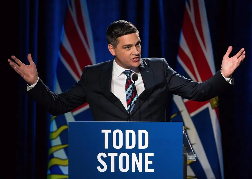 Todd Stone speaks during a B.C. Liberal Leadership debate in Vancouver, B.C., on Jan. 23, 2018. (Ben Nelms/The Canadian Press)