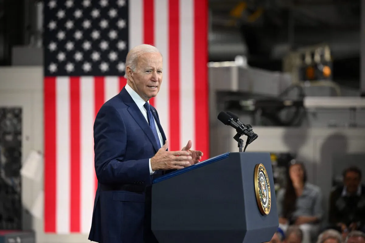 President Joe Biden delivers remarks on the economy after touring the Volvo Group Powertrain facility in Hagerstown, Md., on Oct. 7, 2022. (Mandel Ngan/AFP via Getty Images)