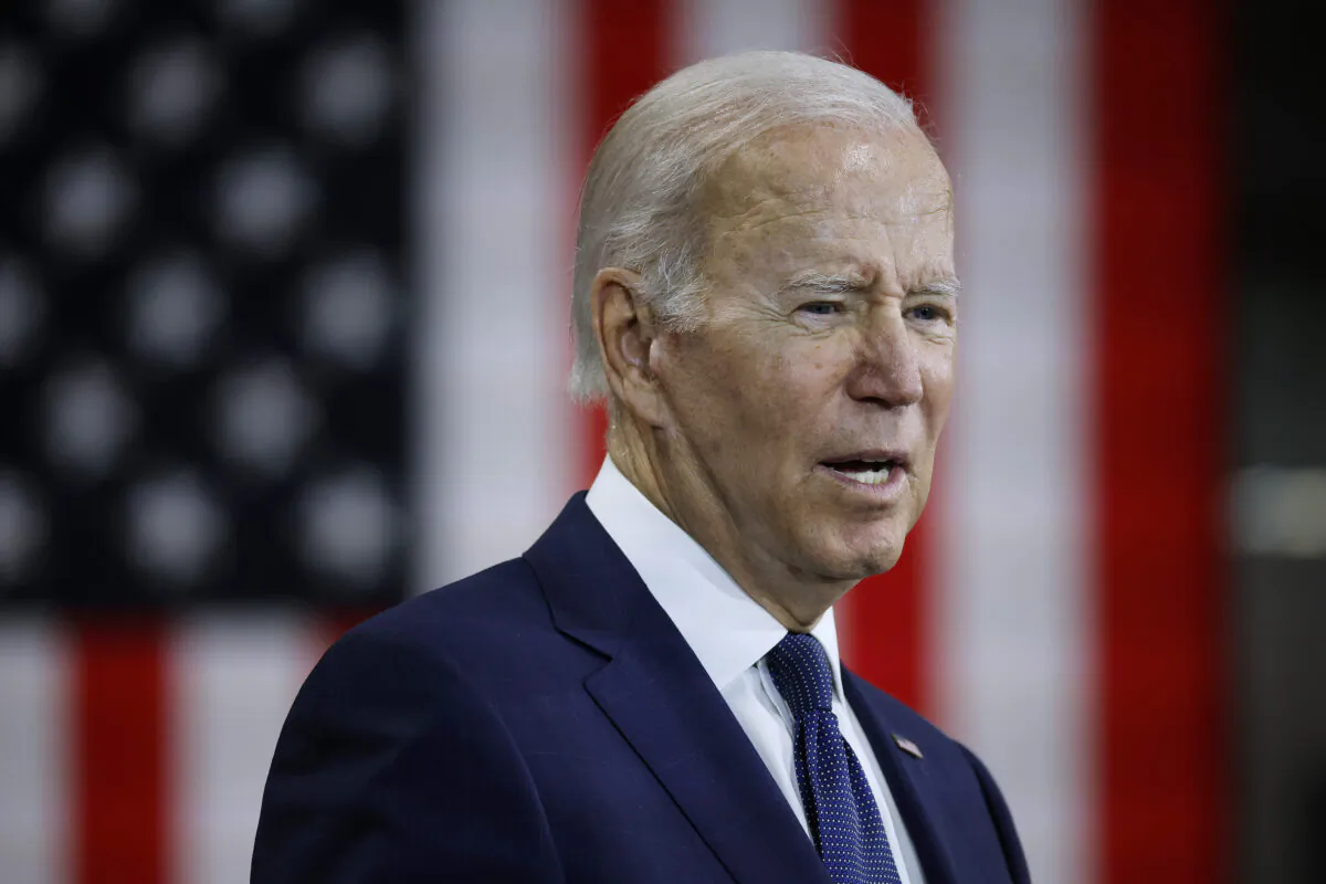 President Joe Biden delivers remarks in Hagerstown, Md., on Oct. 7, 2022. (Chip Somodevilla/Getty Images)