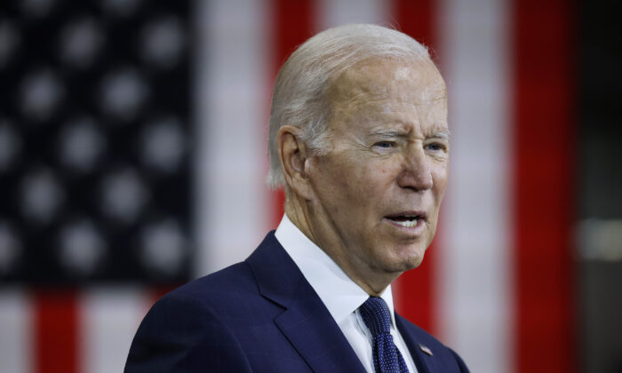 President Joe Biden delivers remarks in Hagerstown, Md., on Oct. 7, 2022. (Chip Somodevilla/Getty Images)