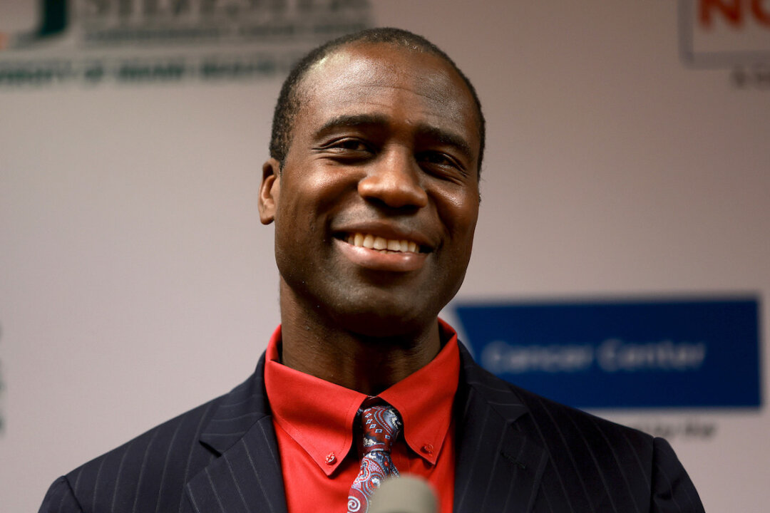 Florida's Surgeon General Dr. Joseph Ladapo speaks during a press conference in Miami, Fla., on May 17, 2022. (Joe Raedle/Getty Images)