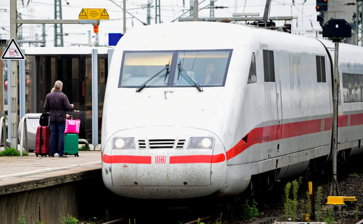 An ICE high-speed train arrives at the Hamburg-Altona train station in Germany on Sept. 2, 2021. (Fabian Bimmer/Reuters)