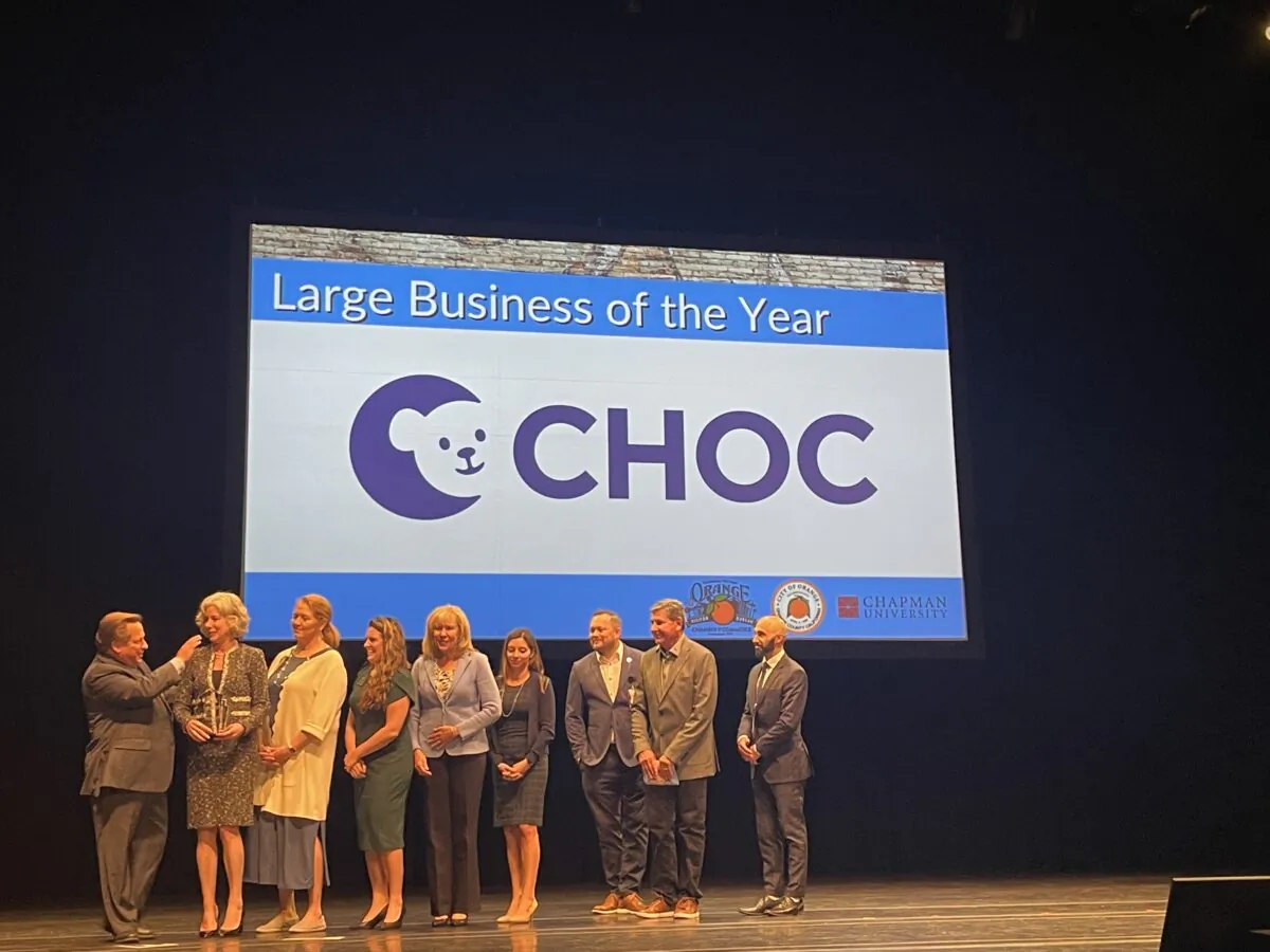 The Children’s Health Orange County wins the Orange Chamber of Commerce's “Business of the Year” award in Orange, Calif., on Oct. 7. 2022. (Carol Cassis/The Epoch Times)