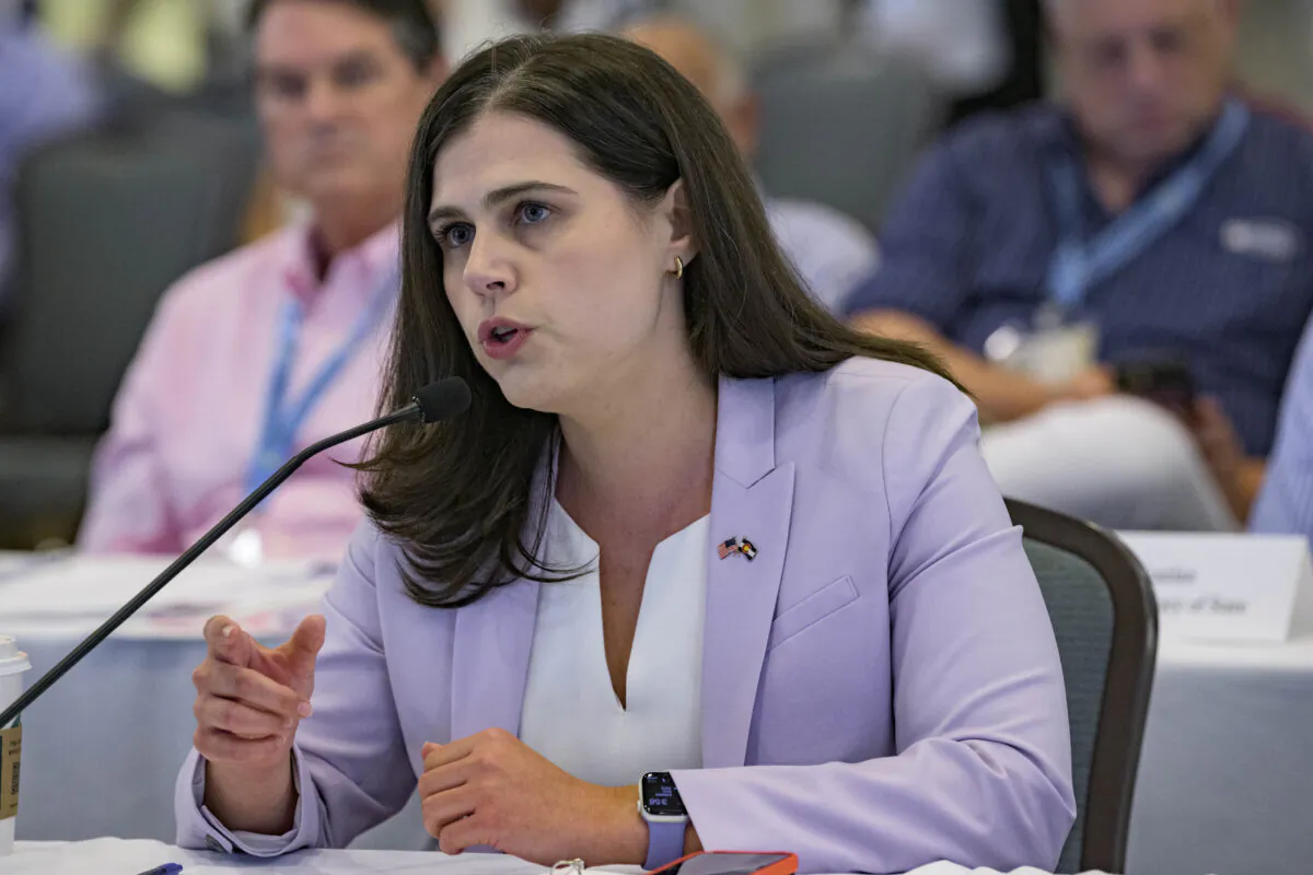 Colorado Secretary of State Jena Griswold speaks during a committee meeting in Baton Rouge, La., on July 8, 2022. (Matthew Hinton/AP Photo)