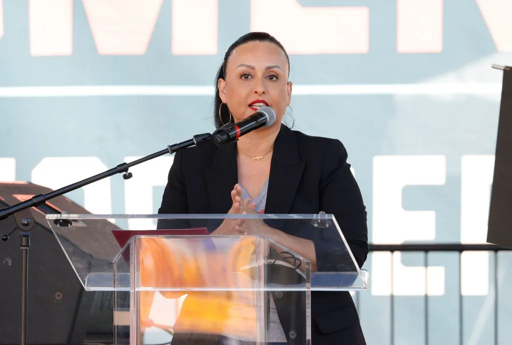 Nury Martinez attends Women's March Action: March 4 Reproductive Rights at Pershing Square in Los Angeles on Oct. 2, 2021. (Amy Sussman/Getty Images)