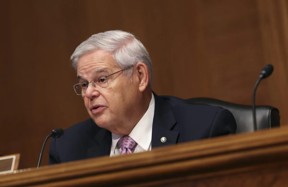 Sen. Bob Menendez (D-N.J.) questions Securities and Exchange Commission (SEC) Chair Gary Gensler as he testifies before the Senate Banking, Housing, and Urban Affairs Committee, on Capitol Hill, in Washington, on Sept. 15, 2022. (Kevin Dietsch/Getty Images)