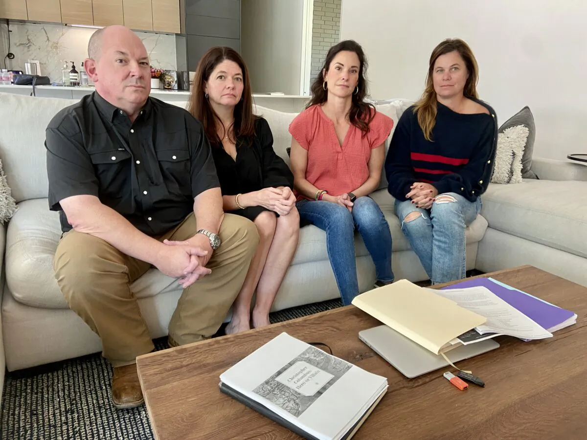 Nathan and Janey Petty (L), Aimee Urista (C), and Laura Siino (R) pulled their students out of a prominent Texas school over progressive content. (Darlene McCormick Sanchez/The Epoch Times)
