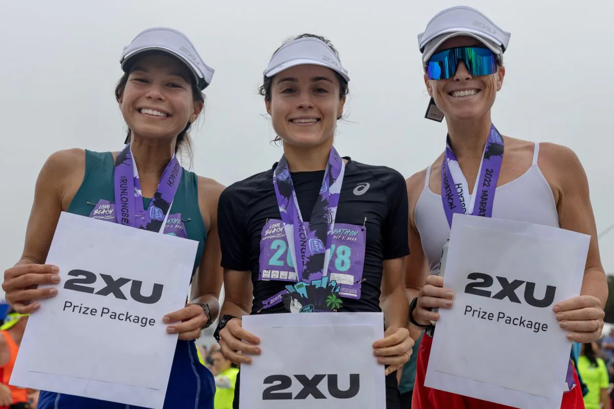 Winners of the 38th annual Long Beach Marathon in Long Beach, Calif., on Oct. 9, 2022. (Courtesy of Crash Kamon)