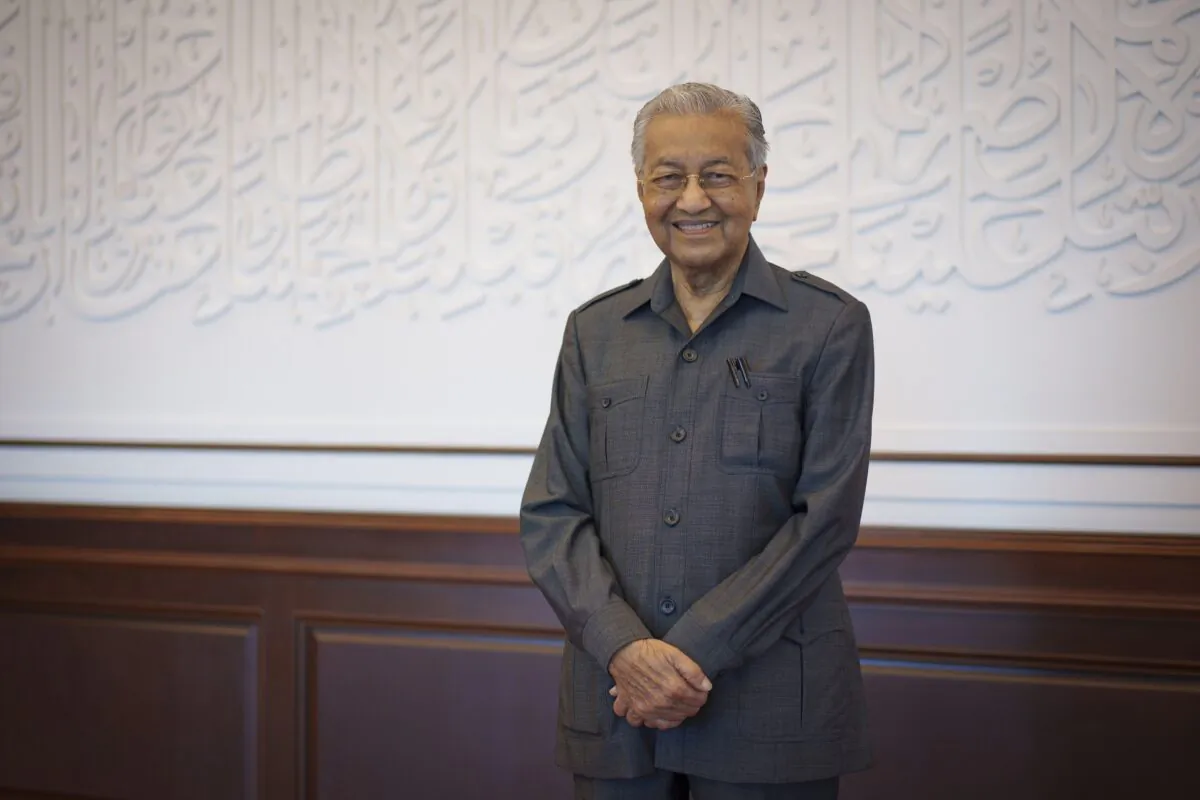 Malaysia's former Prime Minister Mahathir Mohamad poses for a picture during an interview with The Associated Press at his office in Kuala Lumpur, Malaysia, on Aug. 19, 2022. (Vincent Thian/AP Photo)