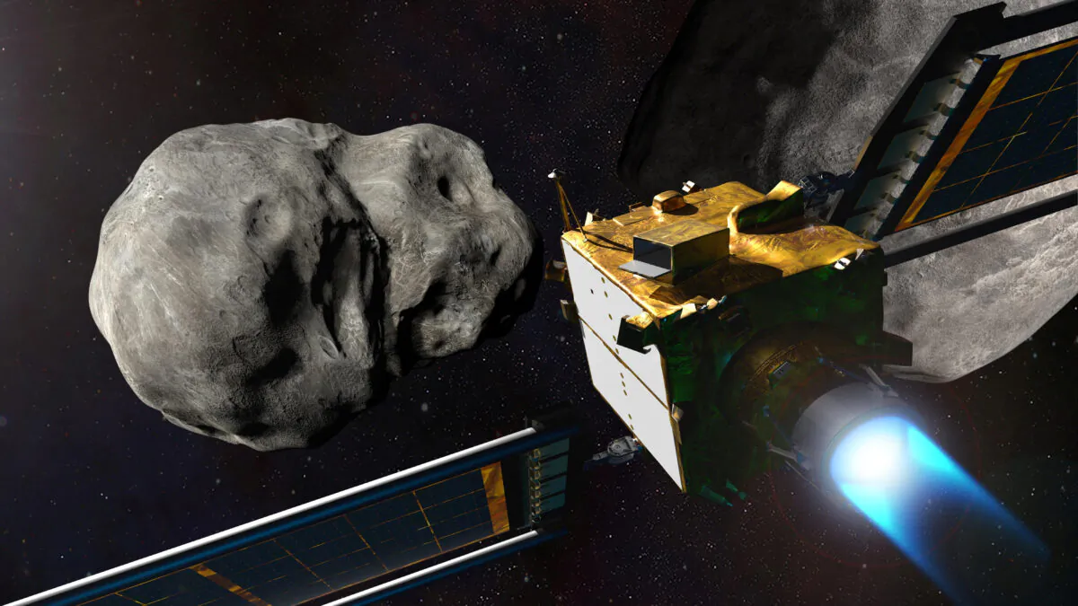 NASA's Double Asteroid Redirection Test (DART) spacecraft prior to impact at the Didymos binary asteroid system shown in this undated illustration handout. (NASA/Johns Hopkins/Handout via Reuters)