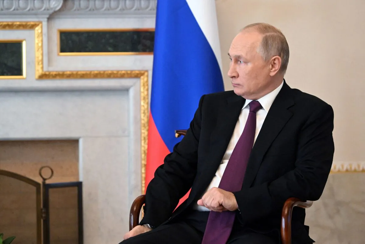 Russia's President Vladimir Putin attends a meeting with United Arab Emirates' President Sheikh Mohammed bin Zayed al-Nahyan in Saint Petersburg, Russia, on Oct. 11, 2022. (Sputnik/Pavel Bednyakov/Pool via Reuters)