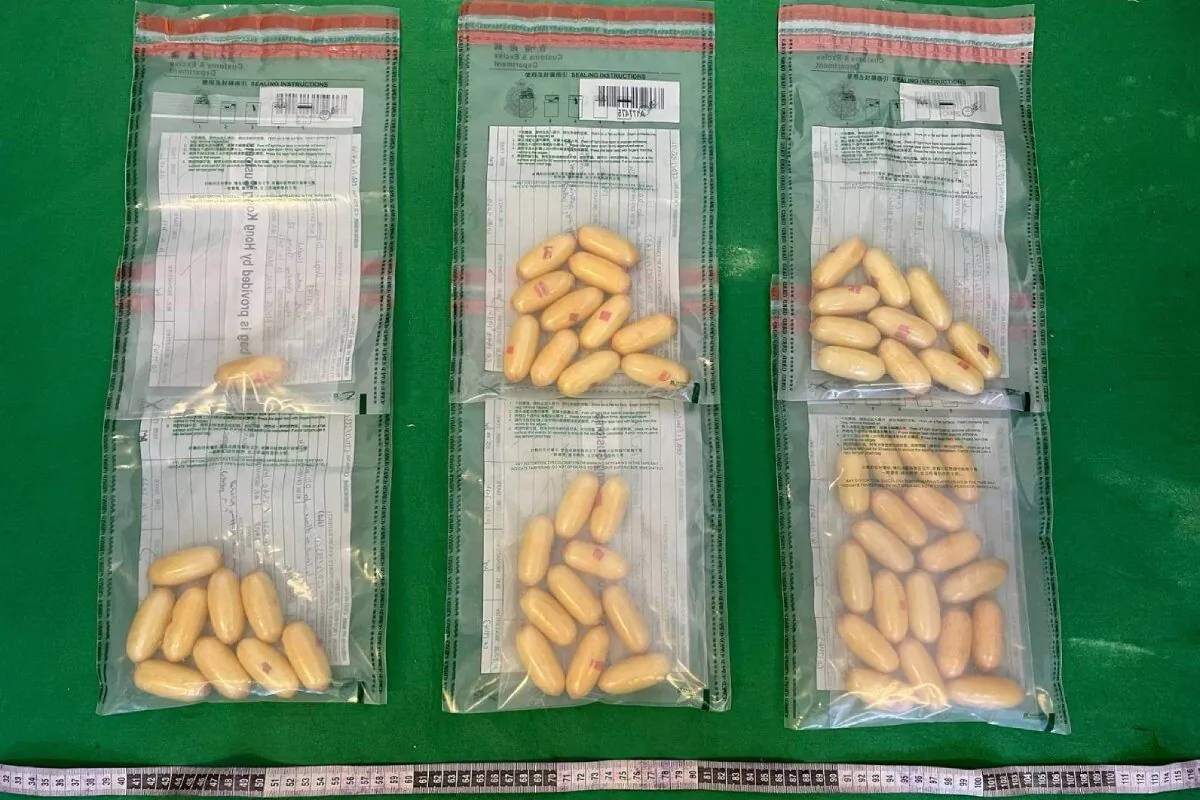 Cocaine tablets found in the body of a man detained at the Hong Kong International Airport on Oct. 10, 2022. (Courtesy of Hong Kong Customs and Excise Department)