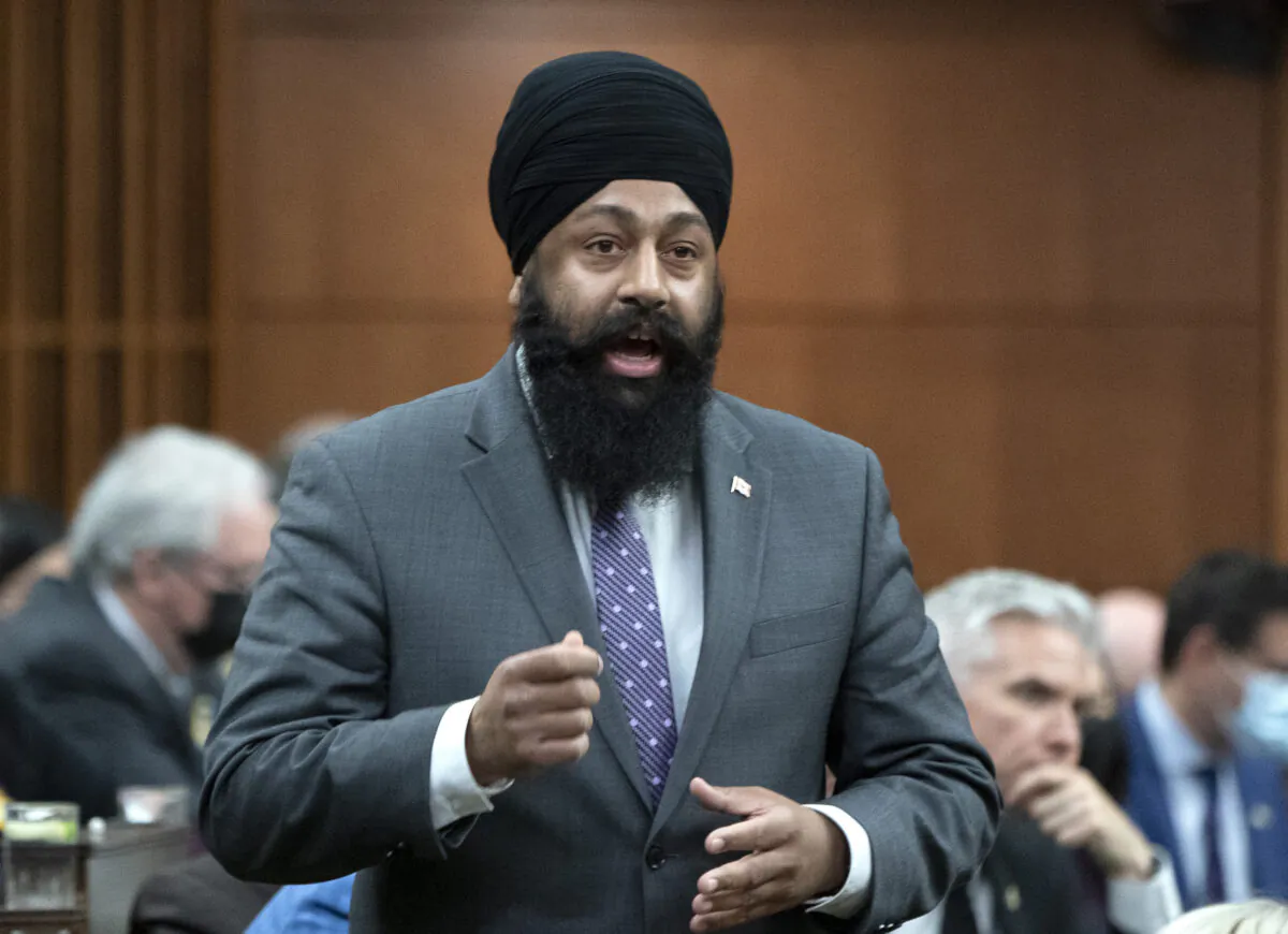 Conservative MP for Calgary Forest Lawn Jasraj Singh Hallan rises during Question Period, Tuesday, April 5, 2022 in Ottawa. (Adrian Wyld/The Canadian Press)
