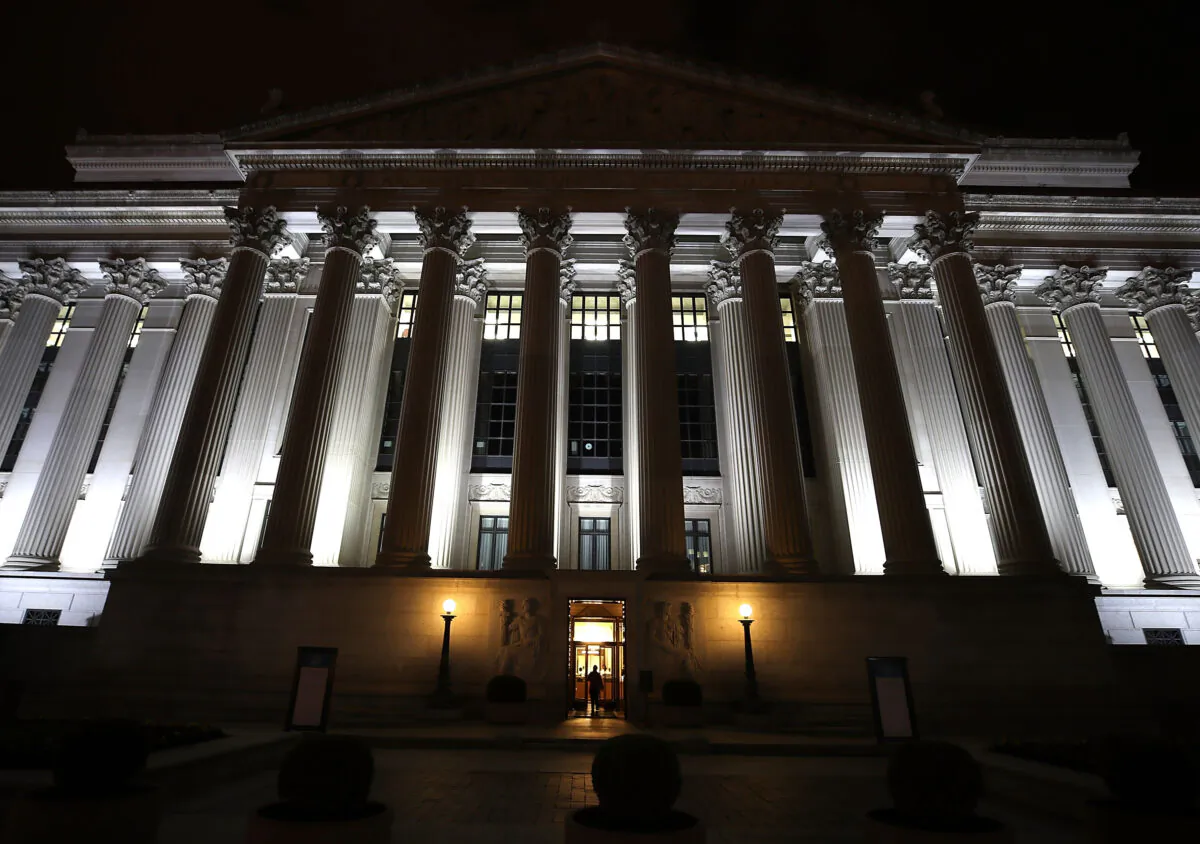 : A man enters the United States National Archives building in Washington on Oct. 26, 2017. (Mark Wilson/Getty Images)
