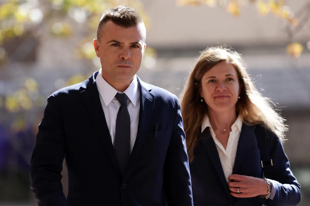 Igor Danchenko outside the U.S. courthouse in Alexandria, Va., on Oct. 11, 2022. (Drew Angerer/Getty Images)