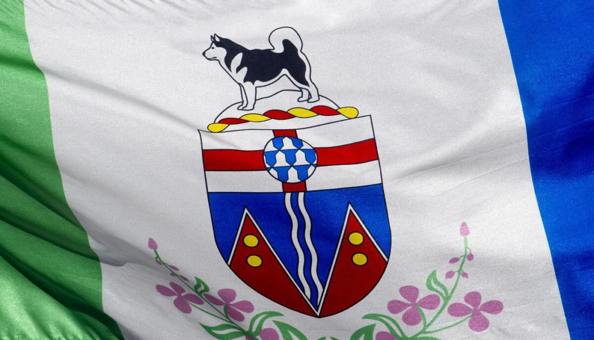 The Yukon provincial flag flies on a flag pole in Ottawa, July 6, 2020. (The Canadian Press/Adrian Wyld)
