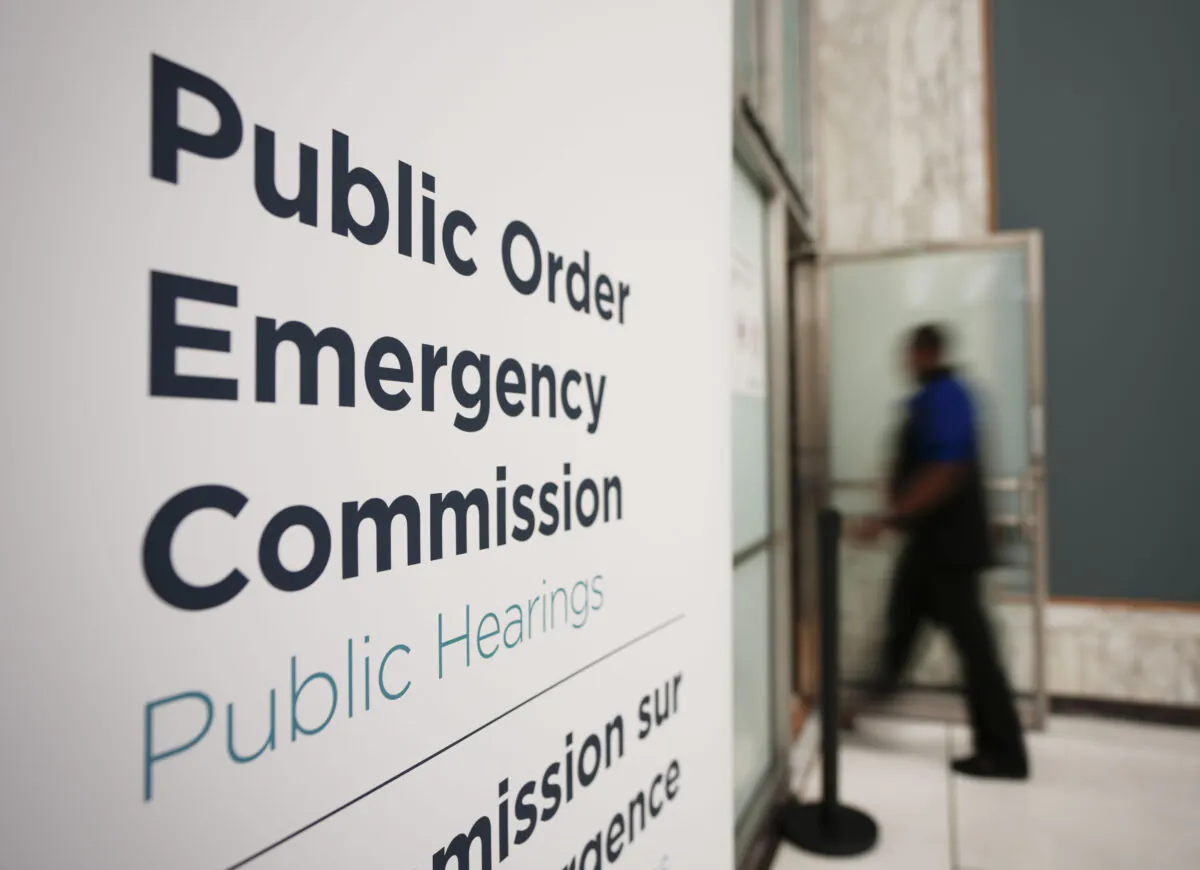 Final preparations are made prior to the start of the Public Emergency Order Commission in Ottawa on Oct. 13, 2022. (The Canadian Press/Sean Kilpatrick)