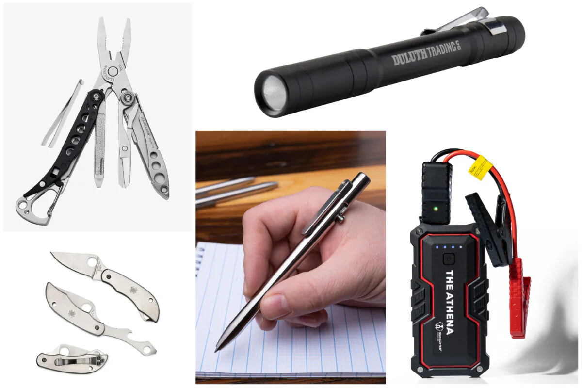 (Courtesy of Tactile Turn, Duluth Trading, Spyderco, Uncharted Supply Co., Leatherman)