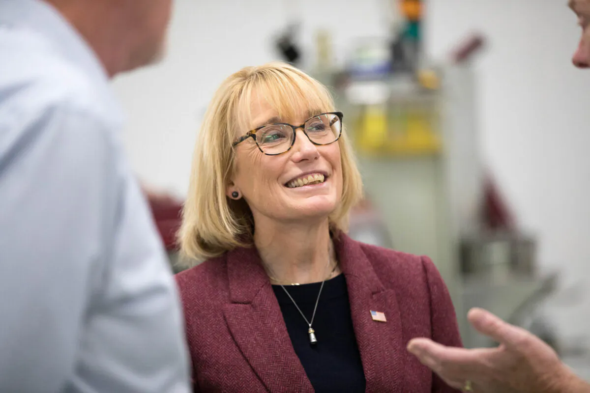 Sen. Maggie Hassan (D-NH) tours Podmore Manufacturing Inc. on October 11, 2022 in Pittsfield, New Hampshire. Hassan is campaigning for re-election against Republican Senate candidate Don Bolduc.  (Photo by Scott Eisen/Getty Images)