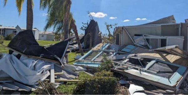 A photo of what remains of the home of Monica Cody's uncle, Patrick Skrip, in Holiday Lakes, Port Charlotte, Florida in the aftermath of hurricane Ian on September, 30, 2022.