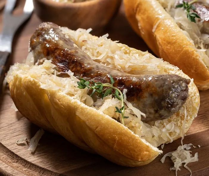 More than a century after German immigrants settled in Wisconsin, bringing their food traditions with them, Wisconsinites stand around in parking lots before football games, grilling up batches of bratwursts for one of the state's most iconic eats.(Charles Brutlag/Shutterstock)