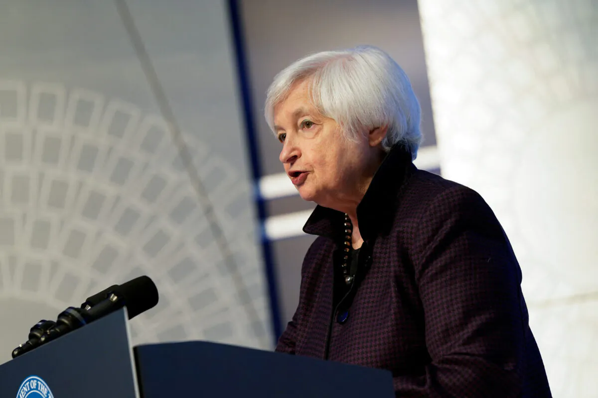 Treasury Secretary Janet Yellen speaks at a news conference during the Annual Meetings of the International Monetary Fund and World Bank in Washington on Oct. 14, 2022. (Elizabeth Frantz/Reuters)