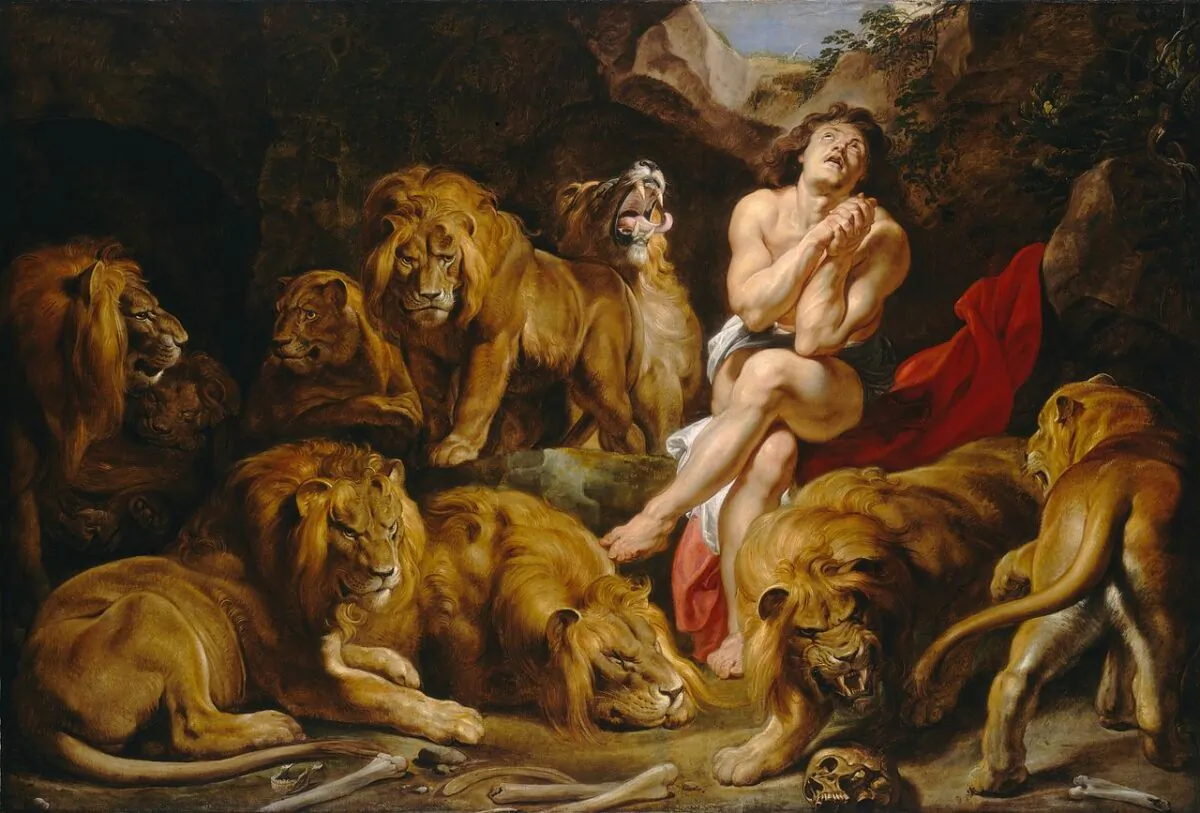 “Daniel in the Lions’ Den,” circa 1614–1616, by Peter Paul Rubens. Oil on Canvas, 88 1/4 inches by 130 1/8 inches. National Gallery of Art, Washington D.C. (Public Domain)