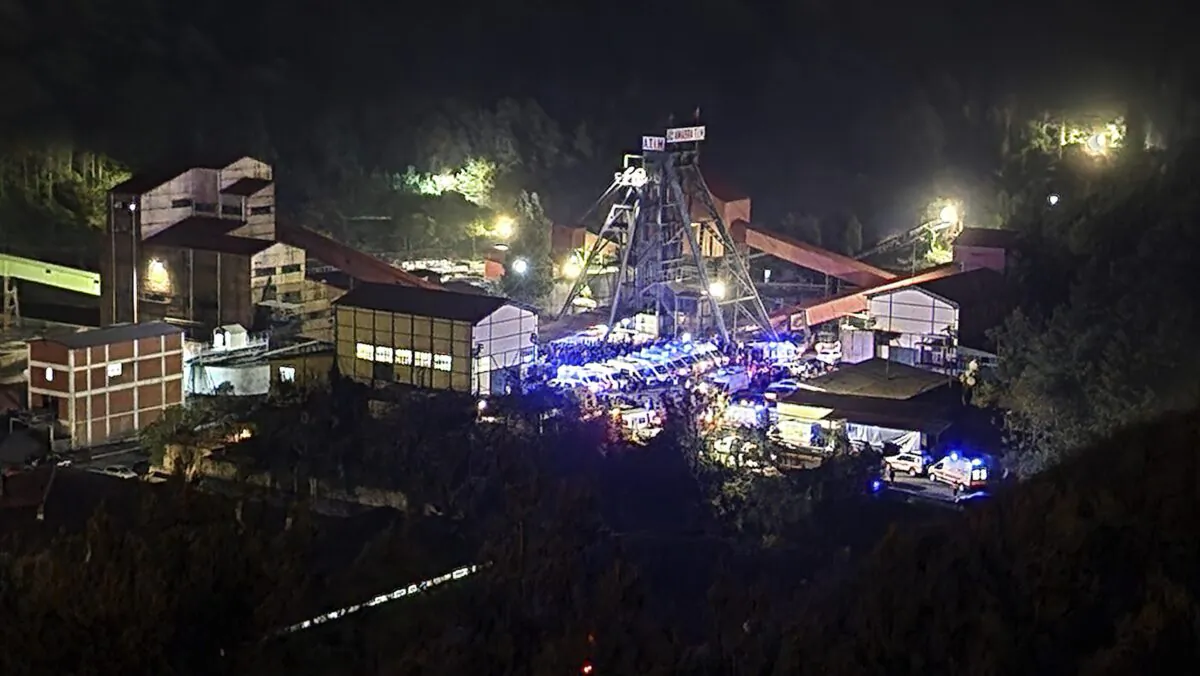 The entrance of the mine in Amasra, in the Black Sea coastal province of Bartin, Turkey, on Oct. 14, 2022. (IHA via AP)