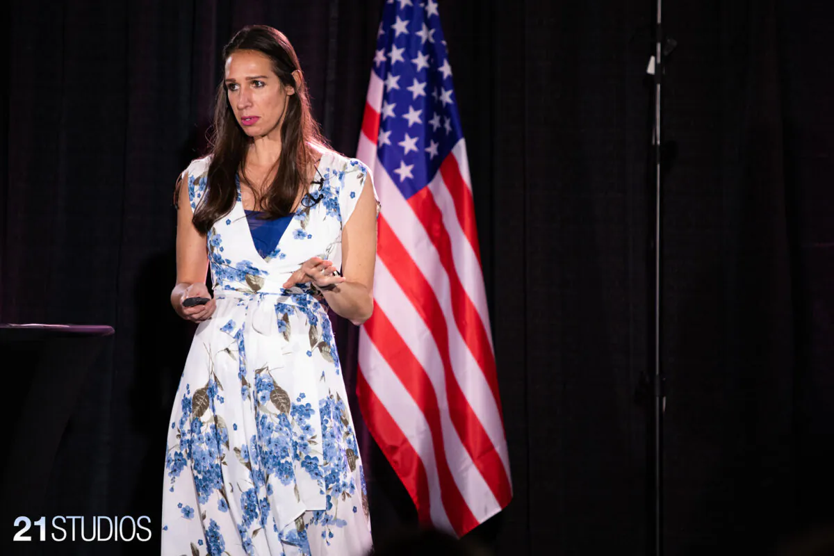 Jennifer Moleski, an anti-feminist YouTuber, spoke at the 22 Convention in Orlando Florida Oct. 14, 2022. (Photo courtesy of 21 Studios)