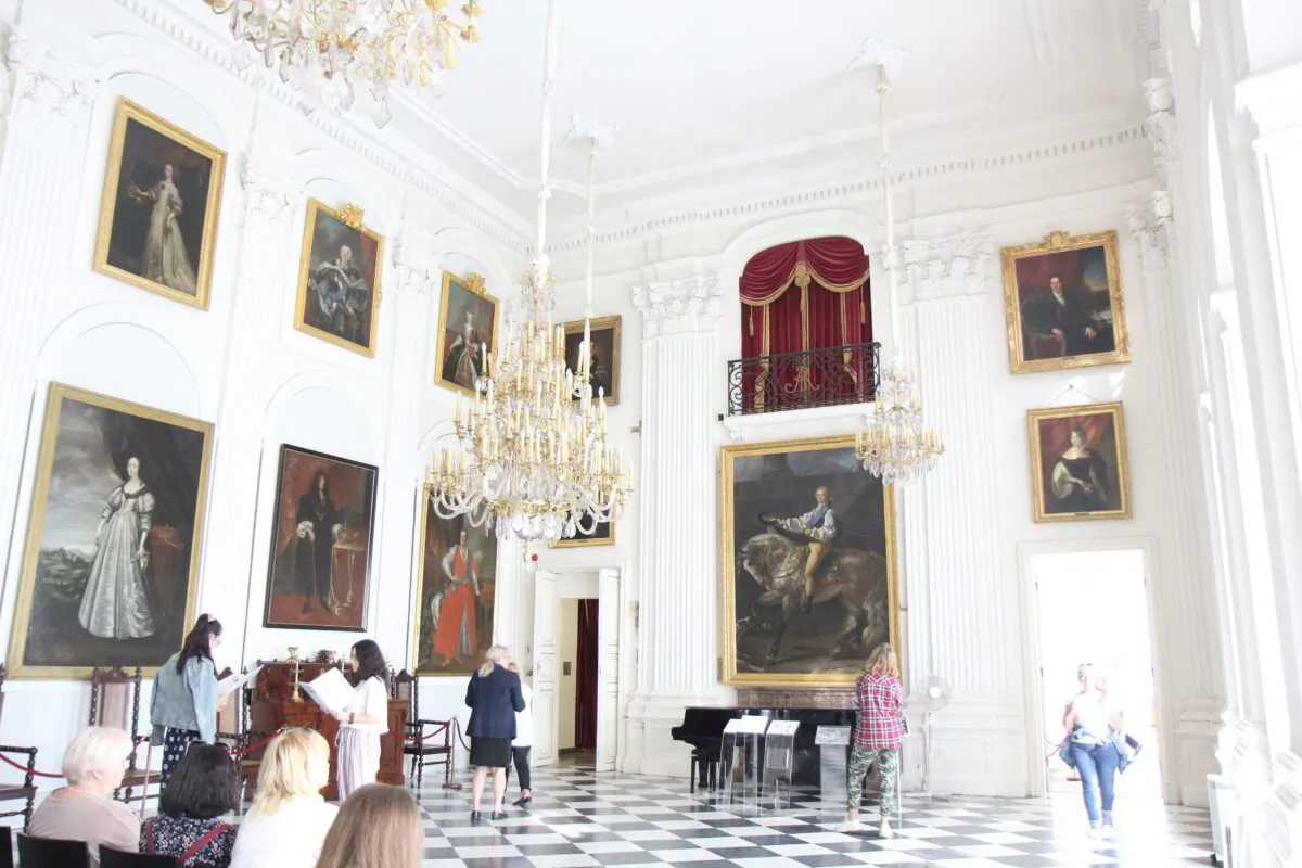 The White Hall in Wilanow Palace where Jacques-Louis David's equestrian portrait of Stanislaw Kostka Potocki is on permanent display. (Lorraine Ferrier/The Epoch Times)