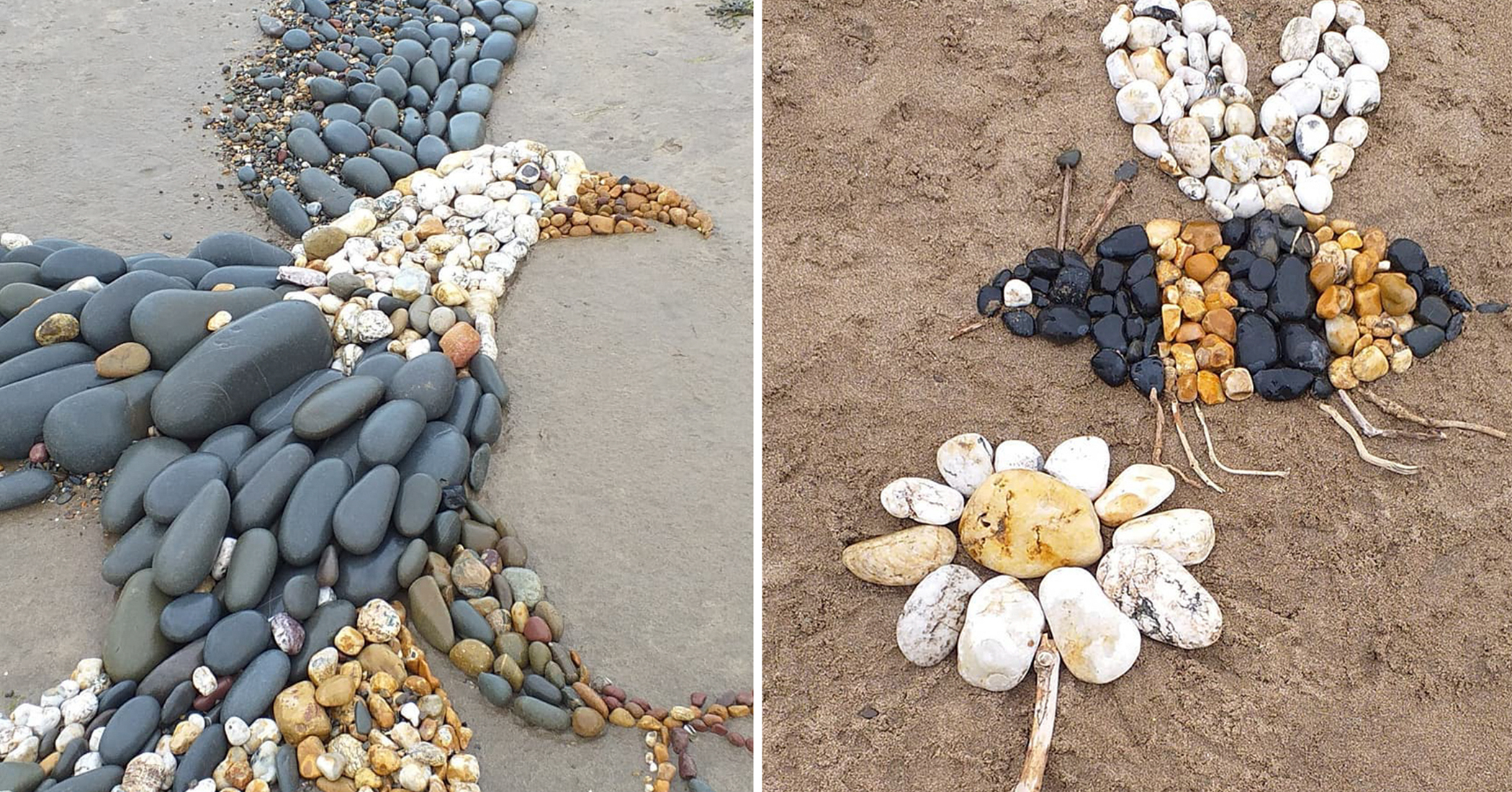 PHOTOS: Family Creates Stunning Artwork Using Pebbles, Turning Beach Time Into Wellness Time