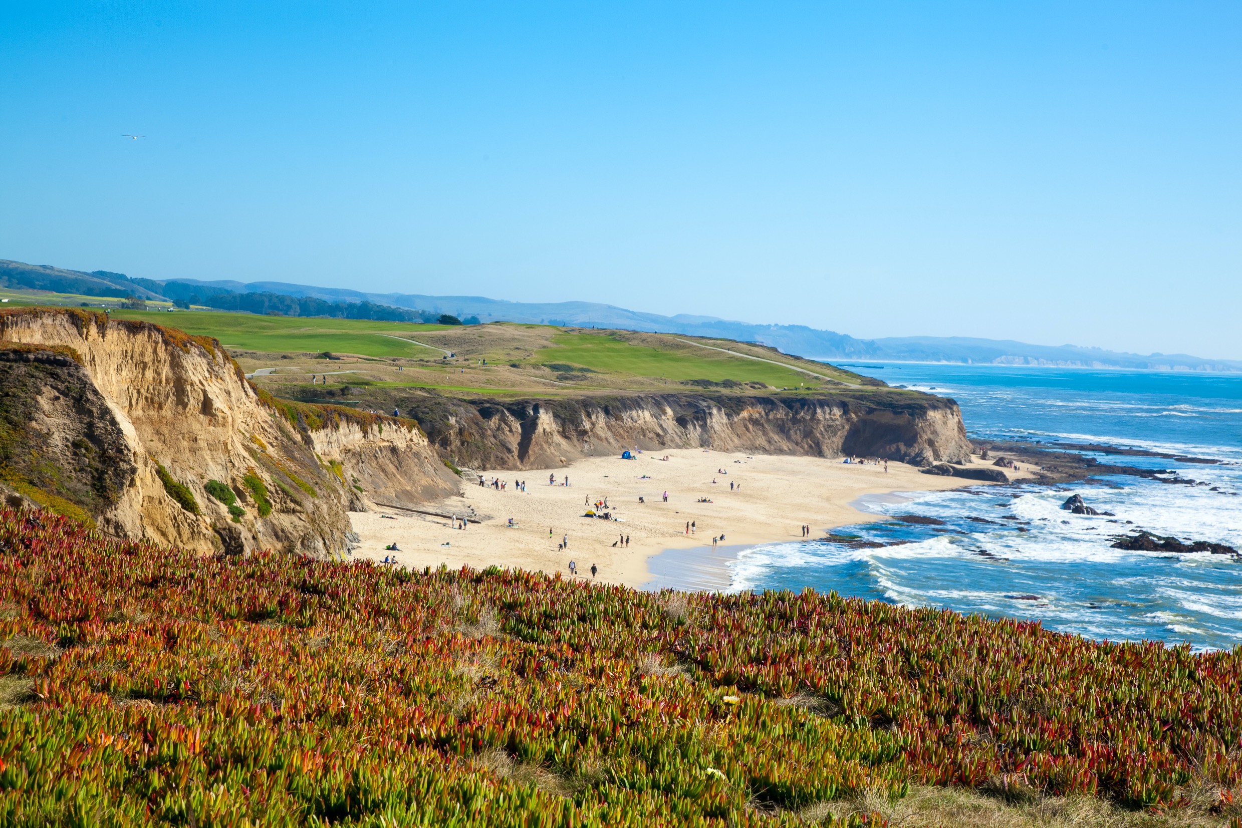 Beach and seaside cliffs at Half Moon Bay California 