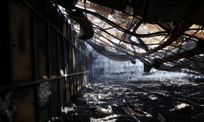 The aftermath of the fire in Evin prison in Tehran, Iran, on Oct. 17, 2022. (Majid Asgaripour/WANA (West Asia News Agency) via Reuters)