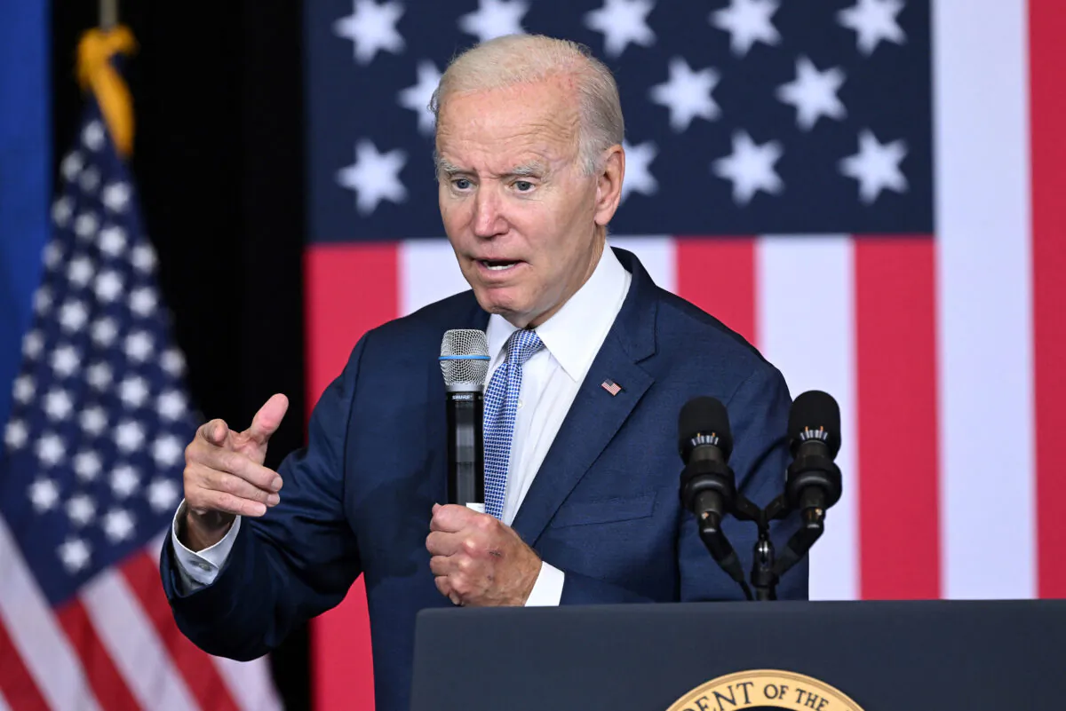 US President Joe Biden speaks about lowering costs for American families at the East Portland Community Center, in Portland, Oregon, on October 15, 2022. (Photo by SAUL LOEB / AFP) (Photo by SAUL LOEB/AFP via Getty Images)