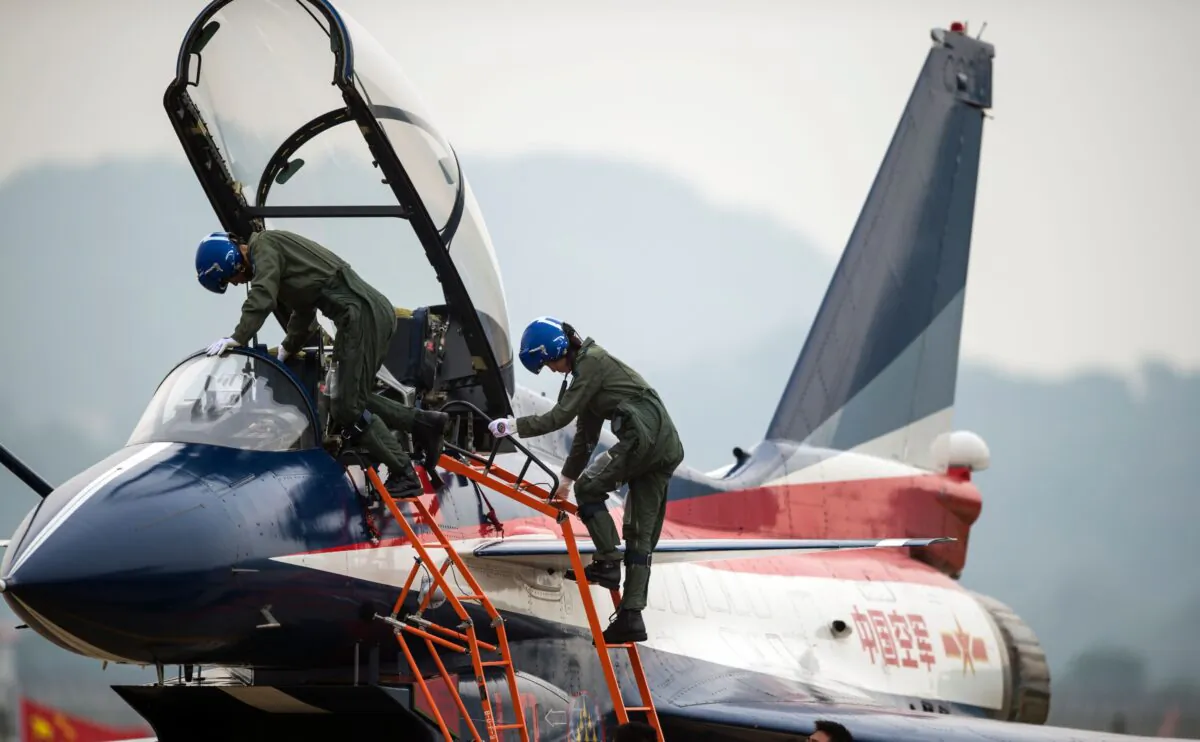 A J-10 fighter plane, photographed in 2013, like the one shown in this image, was used to shoot flares into the flight path of an Australian Navy helicopter, according to the Defence Department. Photo: JOHANNES EISELE/AFP via Getty Images